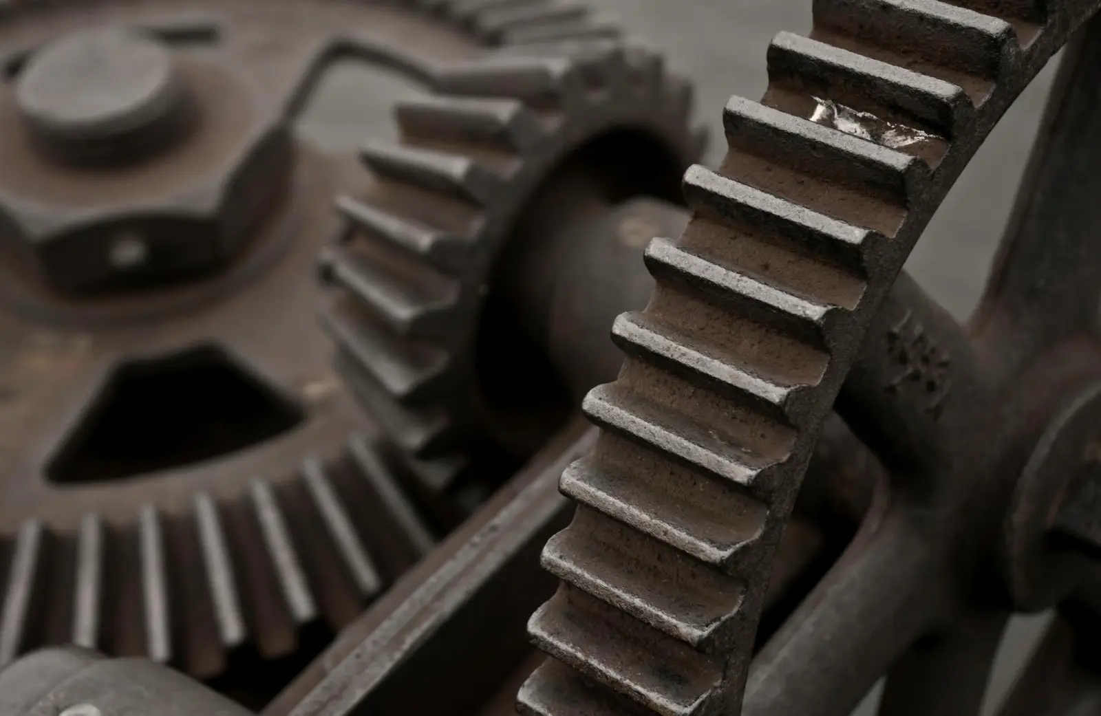Close-up of metallic gears and fittings
